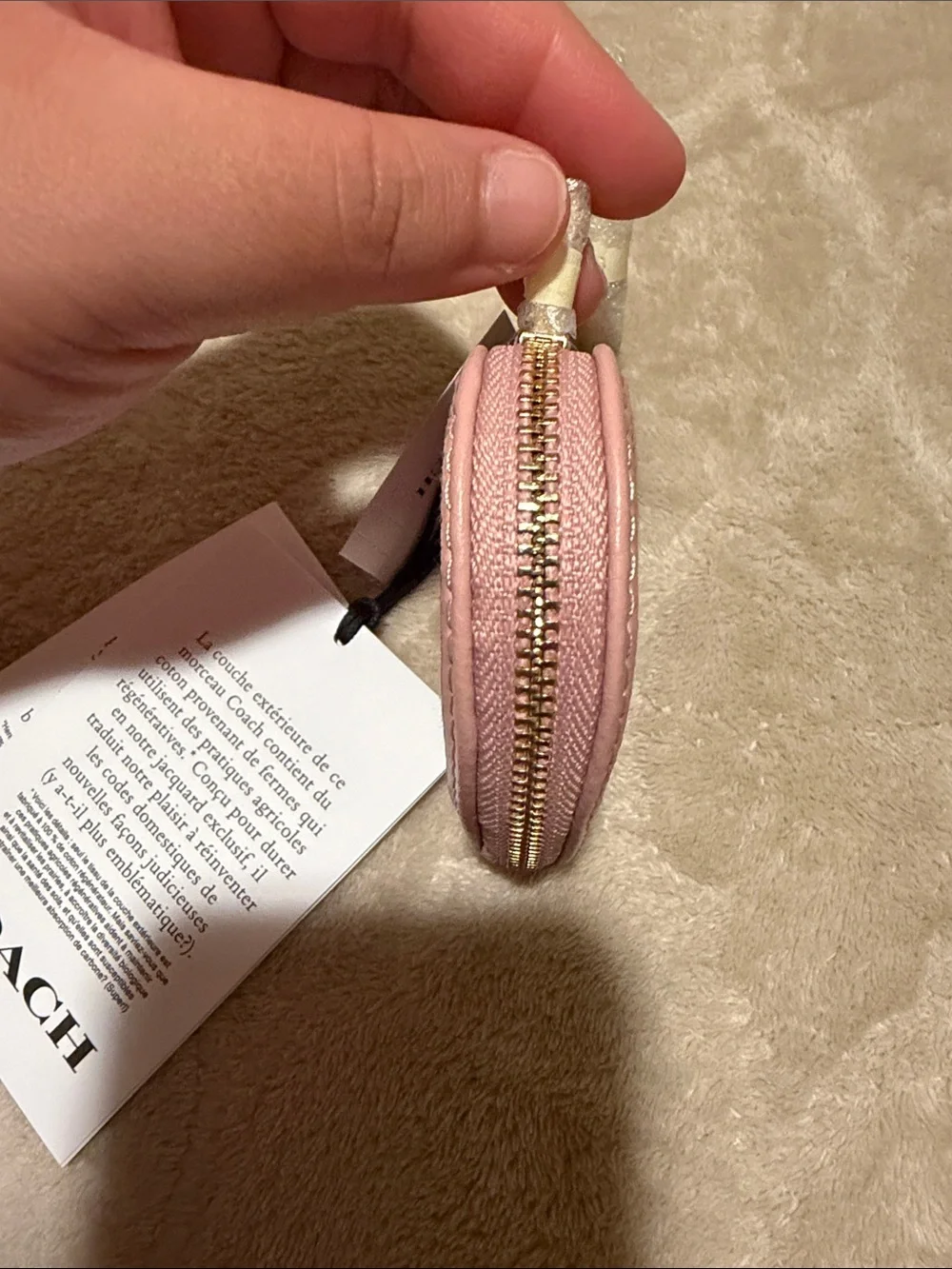 🩷Coach Pink Heart Coin Case with Signature Jacquard🩷